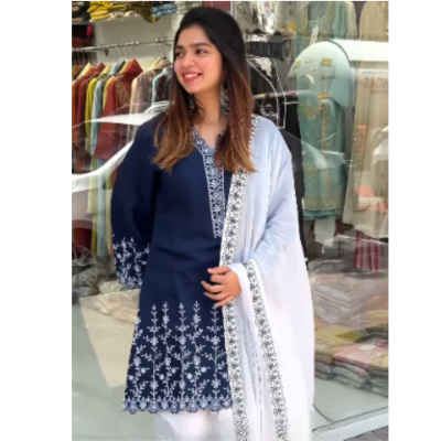 Soft Cotton Embroidery Three Piece Code : 10483